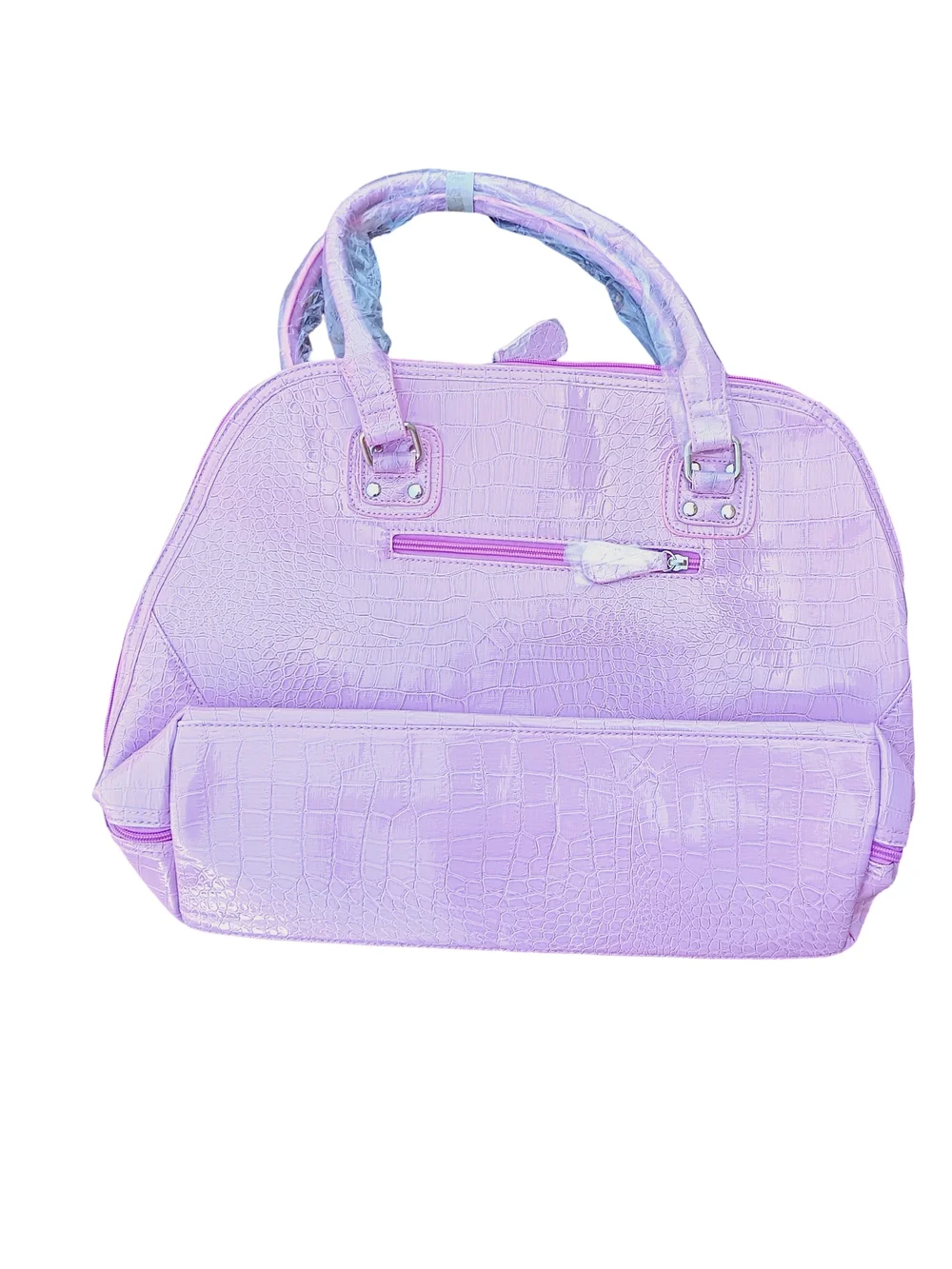 NWT Fash Limited Pink Mauve Croc-Embossed Computer Handbag